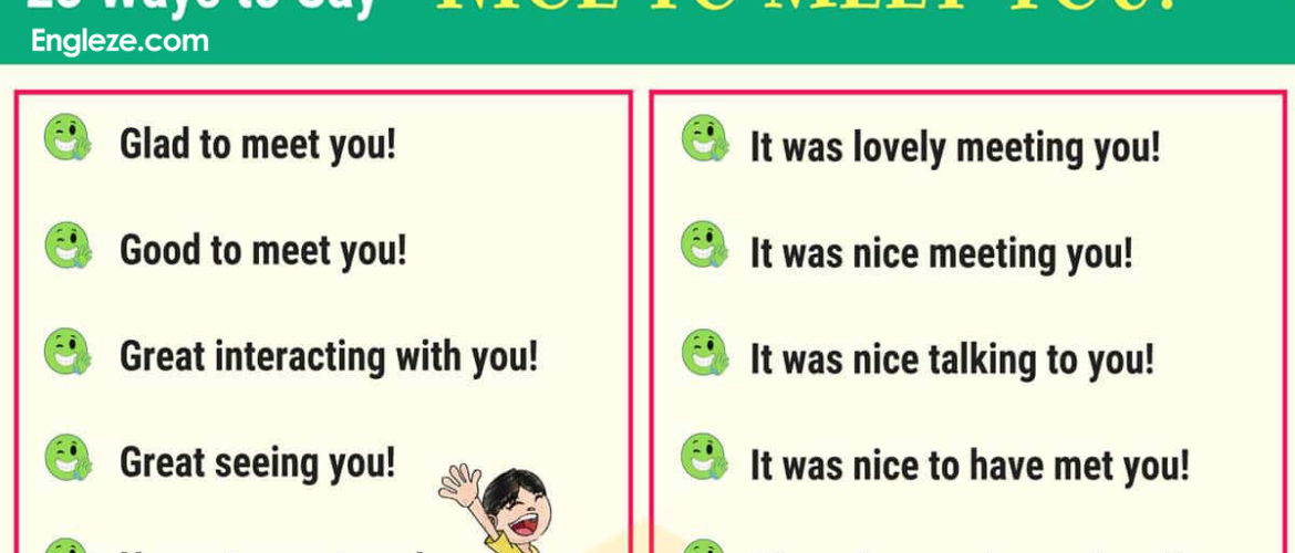 23 Ways To Say Nice To Meet You In English Engleze Com
