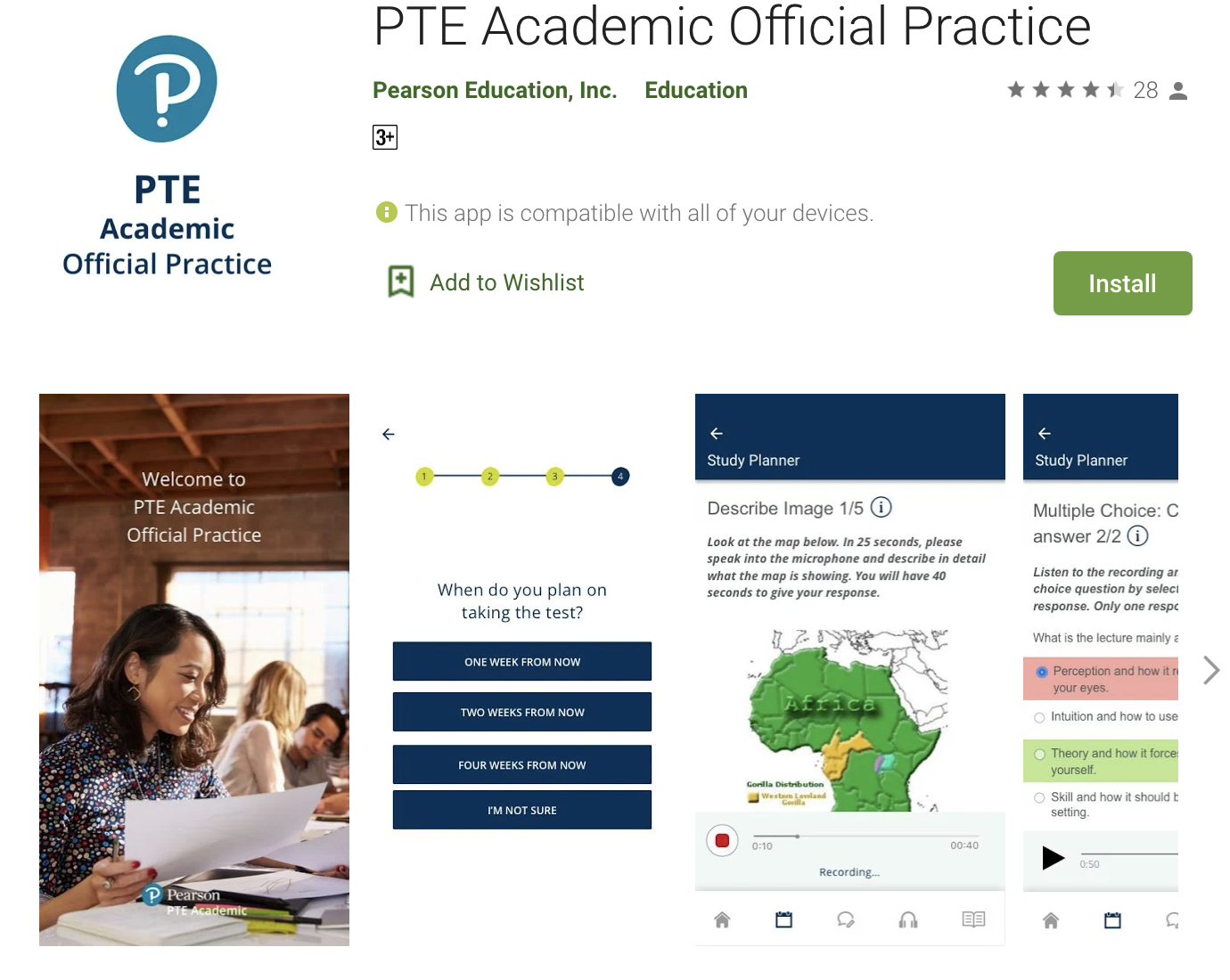 PTE Academic Official Practice App